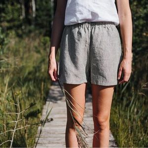 100% LINEN Handmade Striped Shorts